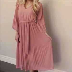 Baltic Born Long Sleeve Pleated Dress in Pink
